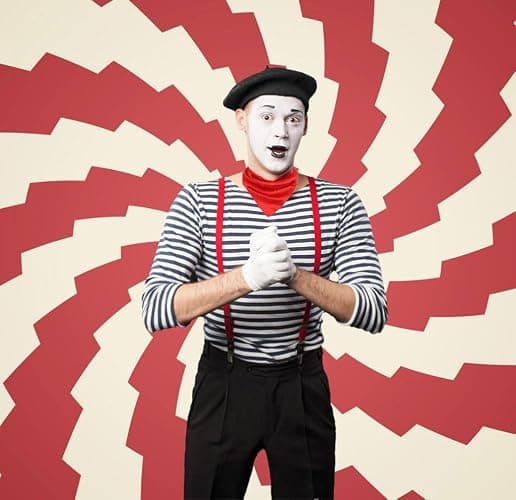 5 Pcs Mime Artist Costume Accessories Set Women French Mime Cosplay Outfit Includes Black Beret Red Suspender Scarf White Gloves and Black White Stripe Socks for Halloween Theme Party Dress up Decor thumbnail 7