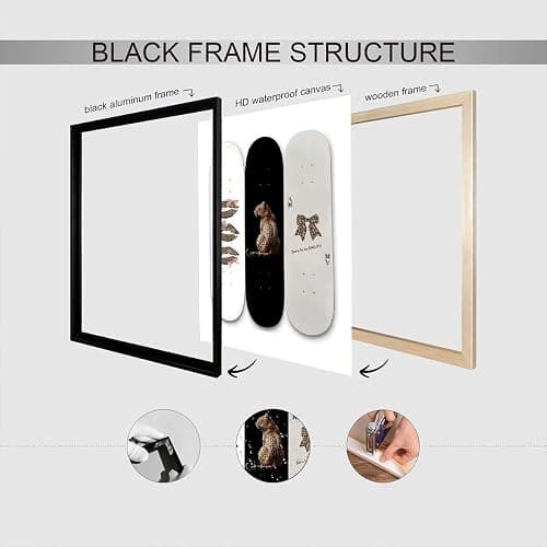 Trendy Black And White Skateboard Canvas Wall Art Vintage Ace Card Bow Born To Be Lucky Posters Pink Bow Leopard Sexy Lips Wall Decor For Girls Room Bedroom Dorm Apartmen 12x16in Wrapped Canvas thumbnail 3