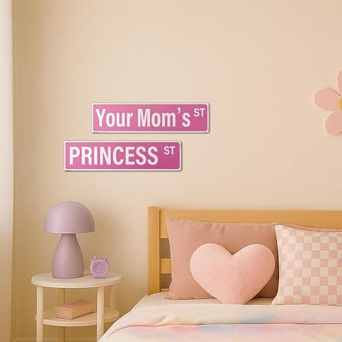 MOLESS 16x4″ Princess Street Sign, Princess Room Decor, Pink Y2K, 2482 | Princess Wall Decor & Decorations; Cute Pink Street Sign Poster; Girly Bedroom, Dorm & Apartment Decor; Teen Room Accessories thumbnail 4