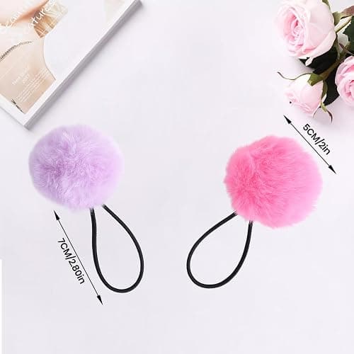 Pom Pom Hair Ties 16 Pcs Hair Ties for Girls Ball Scrunchies Hair Accessories for Women(2 inch,Multi-color) thumbnail 2