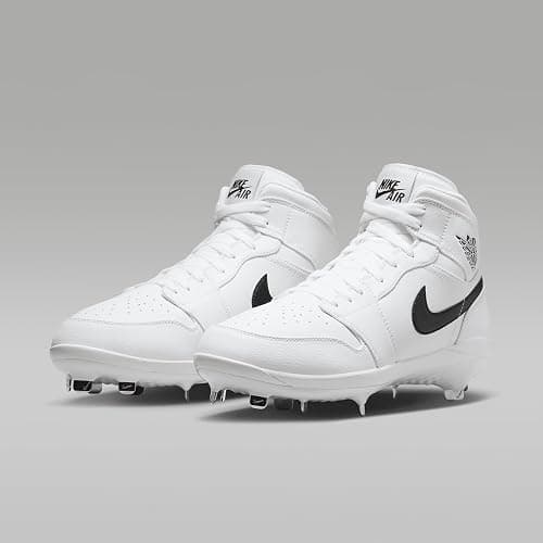 Jordan 1 Retro Metal Men's Baseball Cleats (White/White/Black) thumbnail 5