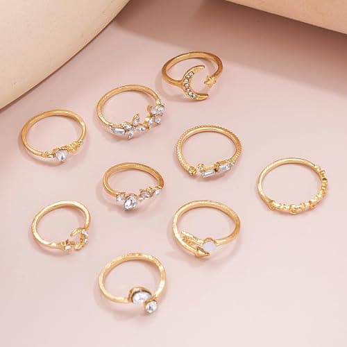 FUTIMELY Boho Retro Stackable Rings Sets for Women Knuckle Joint Finger Knuckle Nail Ring Sets Moon Stars Stack Preppy Statement Rings Cute Trendy Stuff Jewelry thumbnail 6