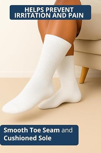 Special Essentials Diabetic Socks for Men & Women – 6 Pairs of Non-Binding Moisture-Wicking Neuropathy Socks – Crew Length thumbnail 4