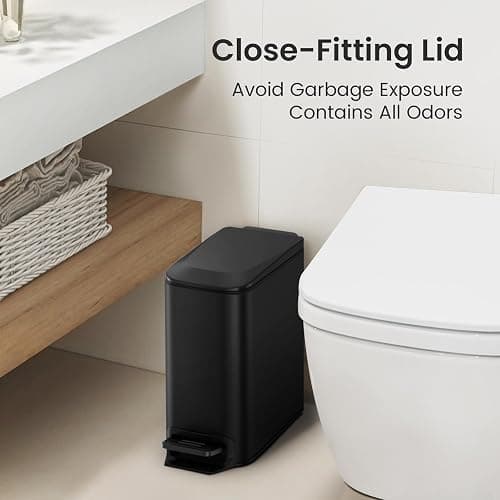Cesun Small Bathroom Trash Can with Lid Soft Close, Step Pedal, 6 Liter / 1.6 Gallon Stainless Steel Garbage Can with Removable Inner Bucket, Anti-Fingerprint Finish (Matt Black) thumbnail 8