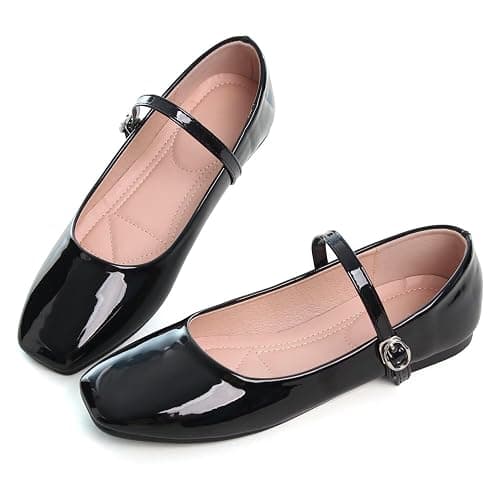 LUXINYU Women's Slip on Flats,Classy Round Toe Solid Classic Mary Jane Ballet Dance Shoes Soft Comfortable PU Flat Shoes thumbnail 3