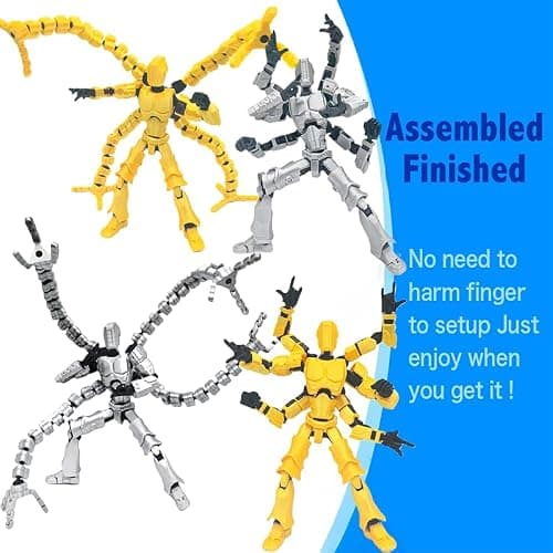 T13 3D Action Figure Set (Assembly Completed) 2 Pcs, 3D Printed Multi-Jointed, Titan 13 Action Figures, Multi-Articular Lucky Mobile Robot Nova,Desktop Decorations for Game Lovers Toys (Sliver Gold) thumbnail 5