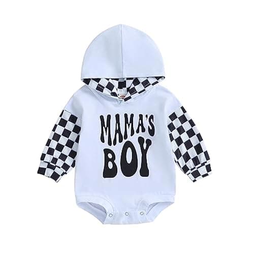 Socutebabe Baby Boy Fall Clothes Long Sleeve Pullover Checkerboard Hoodie Romper Sweatshirt Mama Boy Outfits Sweater Jumpsuit - Image 1