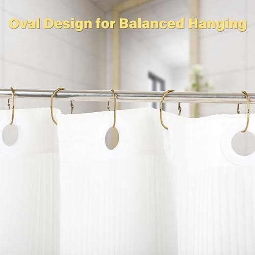 20Pcs Shower Curtain Hooks,Metal Oval Shower Curtain Hooks Roman Rings | Rustproof Decorative Shower Curtain Rings for Bathroom, Bathtub, Window, Balcony (20, Oval-Bronze) thumbnail 4