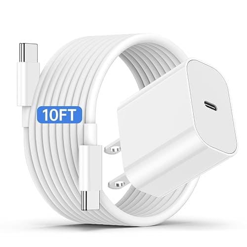 iPhone 17 16 15 Fast Charger and 10ft Type C to C Cable Cord Long, 20W USB C Charging Block Plug for Apple iPhone 17 Pro Max/17 Air/16 Pro/16 Plus/15 Pro/15 Mini/iPad Power Adapter Cube Brick/AirPods - Image 1