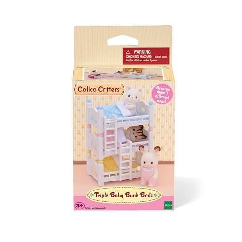 Calico Critters Triple Baby Bunk Beds - Dollhouse Furniture Set for Ages 3+ thumbnail 8