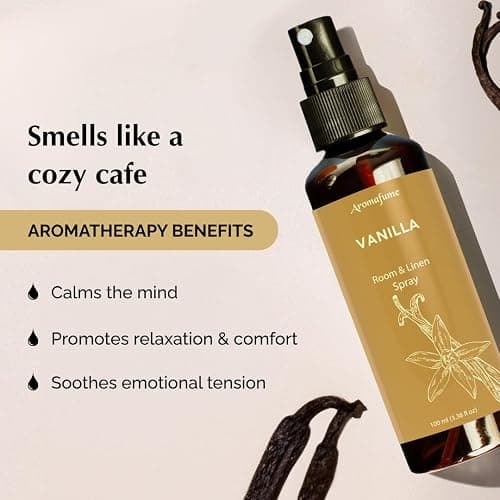 Vanilla Room, Linen & Pillow Spray by Aromafume | 100ml/3.38 fl oz | with Pure Vanilla Essential Oil | Aromatherapy Spray | Mist for Bedding, Fabrics thumbnail 5