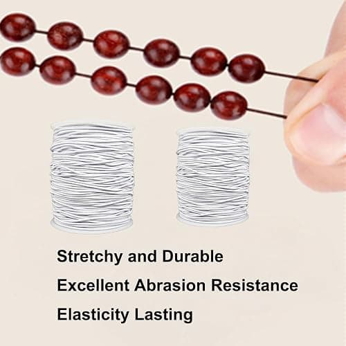 LUSTEMBER Stretchy String for Bracelets, 2 Rolls 1 mm Sturdy Elastic String Elastic Cord for Jewelry Making, Necklaces, Beading (White) thumbnail 5