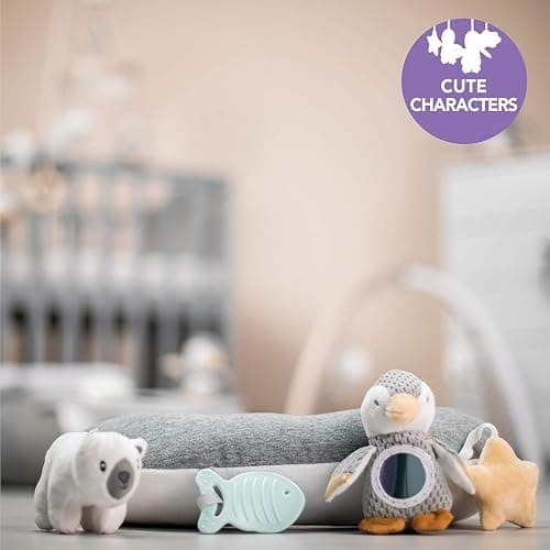 Nuby Penguin Tummy Time Pillow For Babies, Grey And White Plush Nursery Accessories, 39 x 30 cm thumbnail 7