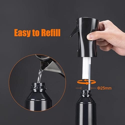 GRIFEMA 200ml Small Water Spray Bottles, Continuous Mist Empty Hair Spray Bottles for Cleaning, Curly Hair, Plants GE2001B-200B, Black thumbnail 5