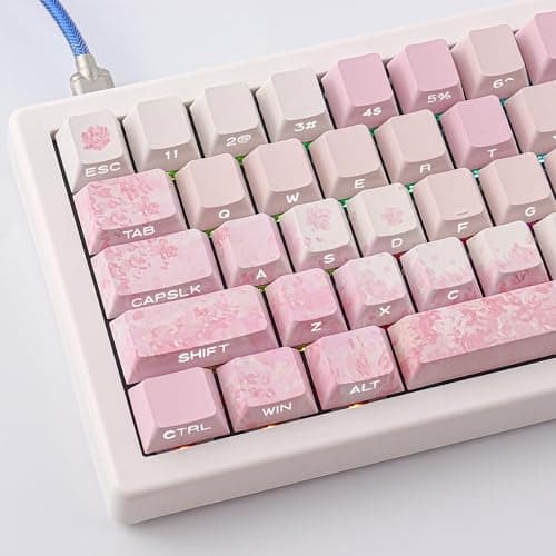 Tsungup Keycaps Cherry Blossom Tie-Dye Keycap Set-Custom PBT Pink Keycaps | Sakura Gradient Side Print, 131 Keys DoubleShot Key caps Cherry Profile Keyboard Key caps for Mechanical Keyboards thumbnail 6