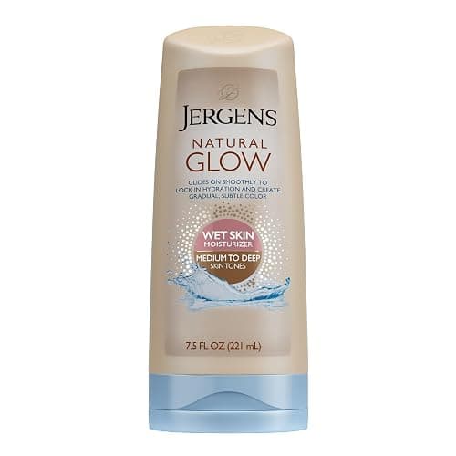 Jergens Natural Glow In Shower Lotion, Self Tanner for Medium to Deep Skin Tone, Sunless Tanning Wet Skin Lotion for Gradual, Flawless Color, 7.5 Ounce (Packaging May Vary) - Image 1