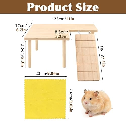 Wooden Hamster Platform for Cage | Durable Climbing Perch Chew Toy for Hamsters Gerbils Mice Degus thumbnail 2