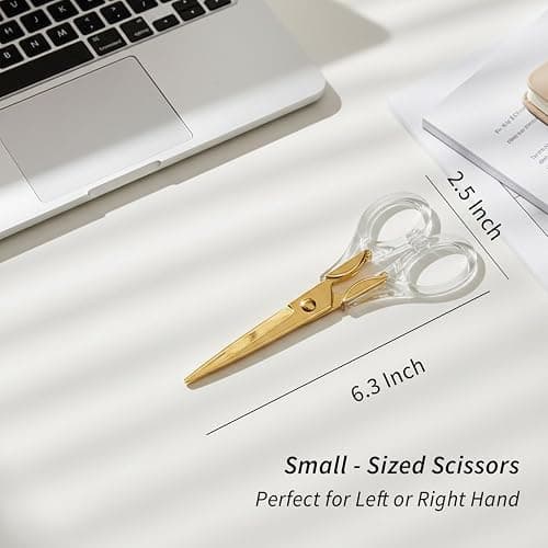Aesthetic Clear Acrylic Scissors, 6.3" Craft Shears with Gold Sharp Stainless Steel Blades for Home Office & School, Cute Stationery Tools for Bullet Journaling, Scrapbooking & Gift Wrapping thumbnail 3