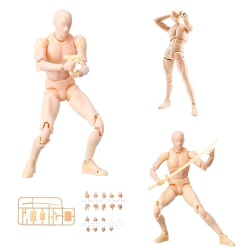 Artists Manikin Art Mannequin Figures Supplies Drawing Tools,Small Drawing Figure Model for Sketching,Painting,Action Figure Set(Flesh,Male) - Image 1