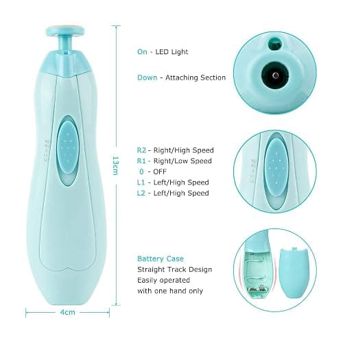 Lupantte Baby Nail Filer and Baby Nail Clippers with Light Set, Electric Infant Nail Trimmer Kit, Safe Baby Grooming Kit, for Newborn Toddler Kids Toe and Fingernail, Polish and Trim - Green thumbnail 3