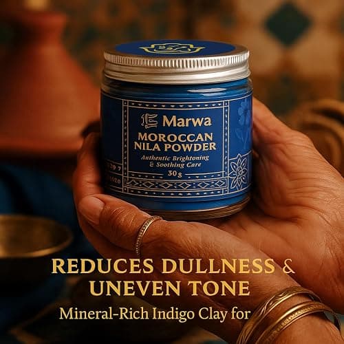 Dar Marwa Moroccan Nila Powder | 100% Pure Saharan Indigo | Brightens & Evens Skin Tone | Face & Body Blue Clay Mask | Traditional Moroccan Skincare | 1.7 Oz thumbnail 3