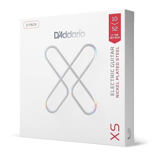 D'Addario Electric Guitar Strings, XS Nickel Coated, XSE1052-3P, Light Top/Heavy Bottom Gauge 10-52, 6-String Set, Pack of 3 - Image 1