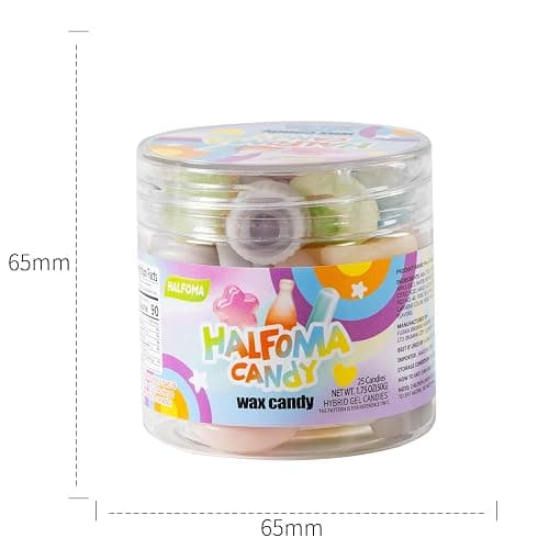 Halfoma Wax Bottle Chewable Candy, with Various Fruit-flavored Syrups in the Middle, Canned, 50g, 25candies thumbnail 9