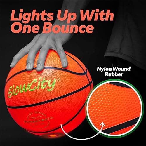 GlowCity Glow in The Dark Basketball - Sizes 5, 6, 7 Light Up Ball for Kids, Teens & Adults - Red Glow for Outdoor Games - Sports Birthday Gifts Ideas for Boys Ages 6 7 8 9 10 11 12 13 14 thumbnail 4