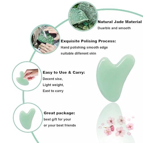 Ditind Gua Sha, Jade Stone Gua Sha Massage Tool, Guasha Tool for Face and Body Skin Massage. Gua Sha Set for Toxins Prevents Wrinkles for SPA Acupuncture, Therapy Trigger Point Treatment. thumbnail 3