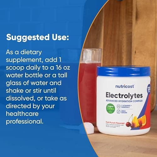 Nutricost Electrolyte Complex Powder (120 Servings, Fruit Punch) - Hydration Supplement Drink Mix with Vitamins and Minerals thumbnail 7