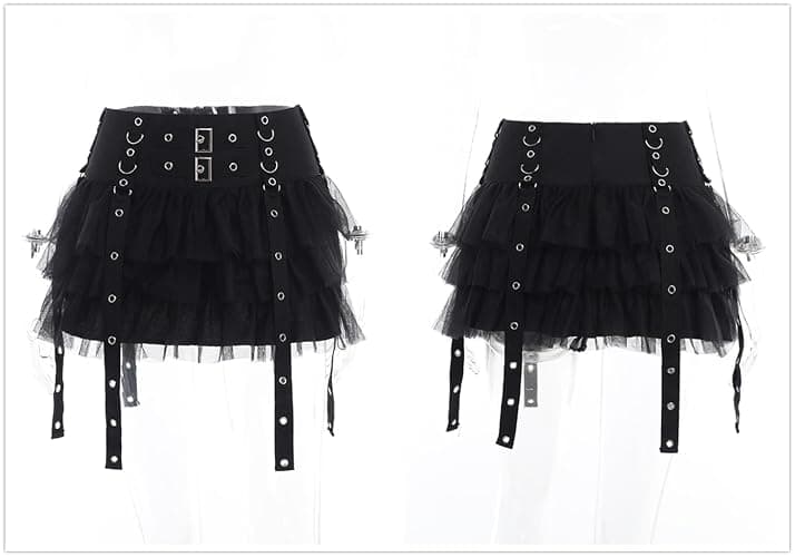 win2win Punk Goth Skirt Black Gothic Grunge Y2k Skirts for Women or Teen Girls thumbnail 5