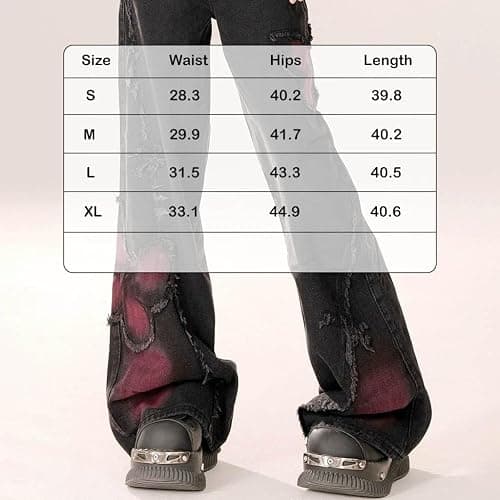 Y2K Baggy Ripped Jeans for Women – Wide Leg Butterfly Print & Star Patch Distressed Denim Pants High Waist Streetwear thumbnail 3