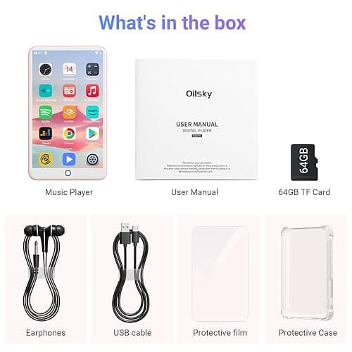 80GB MP3 Player with Bluetooth and WiFi, Oilsky 4.0" IPS Touch Screen MP3 Player with Speaker, Music Player with Spotify, Audible, Amazon Music, Pandora, MP4 Android Music Player Up to 512GB (Pink) thumbnail 9