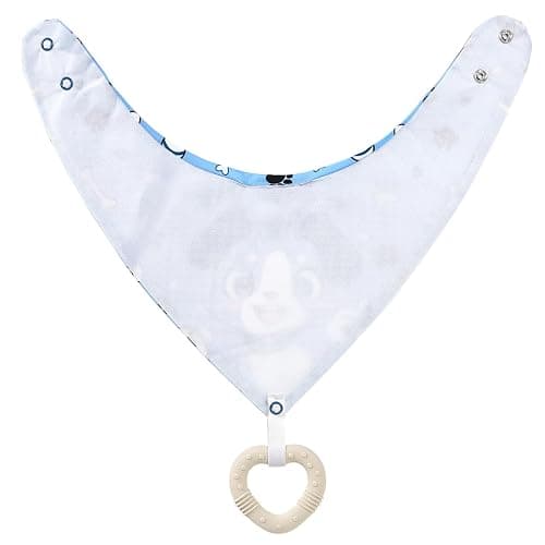 Littleforbig Adult Bib Waterproof 2-in-1 Little Blue Bandana Bib with Dog Biscuit Teether - Soft Milk Silk Cartoon Puppy Bib & Silicone Chew Toy Teether Set for Playful Littles thumbnail 7
