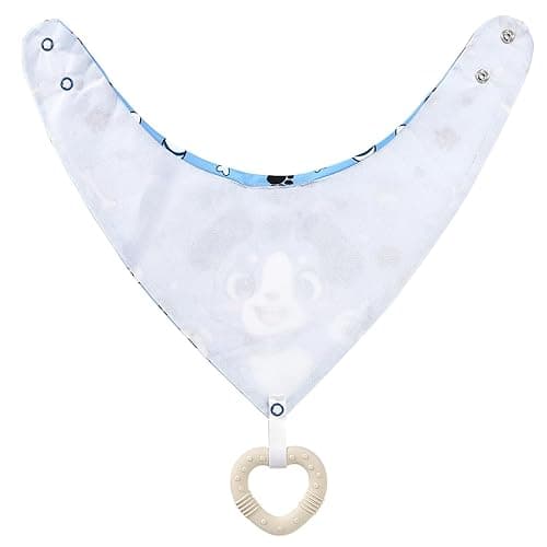 Littleforbig Adult Bib Waterproof 2-in-1 Little Blue Bandana Bib with Dog Biscuit Teether - Soft Milk Silk Cartoon Puppy Bib & Silicone Chew Toy Teether Set for Playful Littles thumbnail 8