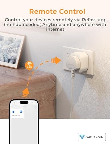 Smart Plug Works with Alexa, Apple HomeKit Siri, Google Home - Refoss Wifi Plug Alexa Smart Sockets Support App Remote Control, Voice Control, Timer, Offline Control, 13A, No Hub Required - 2 Pack thumbnail 4
