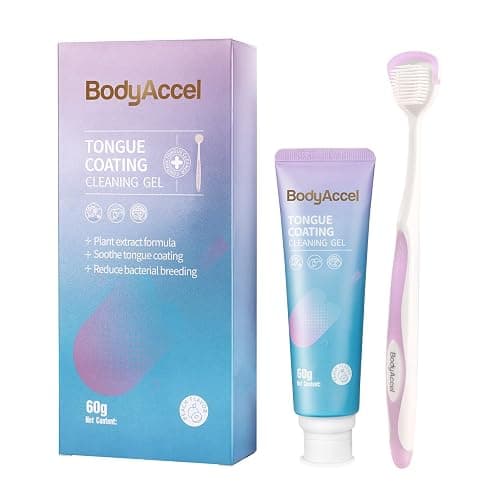 BodyAccel Tongue Cleaner Gel with Tongue Brush โ Fresh Breath Oral Care Kit โ Tongue Scraper Gel Set for Bad Breath Removal, Maintain Oral Health - Image 1