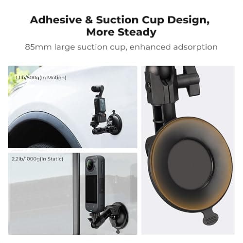 K&F CONCEPT Suction Cup Mount for DJI Osmo Pocket 3, Car Windshield Window Dash Mount Holder for GoPro Hero 13/12/11/10/9 Black, DJI Osmo Action 3/4/5 Pro, Insta360 X5/X4 Accessories thumbnail 3