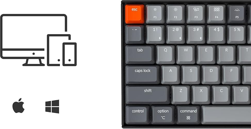 Keychron K4 96% Layout 100 Keys Wireless Bluetooth 5.1/Wired USB Mechanical Gaming Keyboard with Gateron G Pro Brown Switch White LED Backlight N-Key Rollover for Mac Windows PC-Version 2 thumbnail 3
