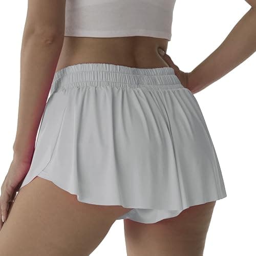 Flowy Athletic Shorts for Women Running Tennis Butterfly Shorts Girls 2-in-1 Double Layer Quick-Drying Comfy Shorts thumbnail 2