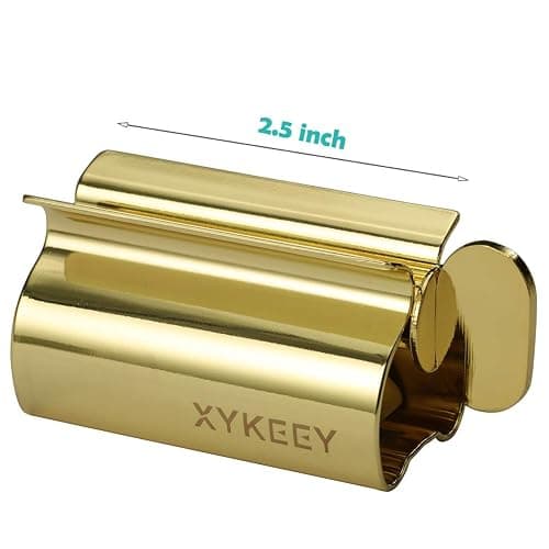 XYKEEY Toothpaste Tube Squeezer - Set of 2 Toothpaste Squeezer Rollers, Metal Toothpaste Tube Wringer Seat Holder Stand (Gold) thumbnail 4