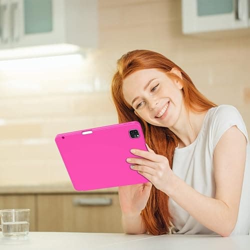ZryXal iPad Pro 11 Inch Case 2022/2021/2020, Portable Device Cover with Pencil Holder, Smart Case for Touch ID, Auto Wake/Sleep, 2nd Gen Pencil Charging (Rose Red) thumbnail 7