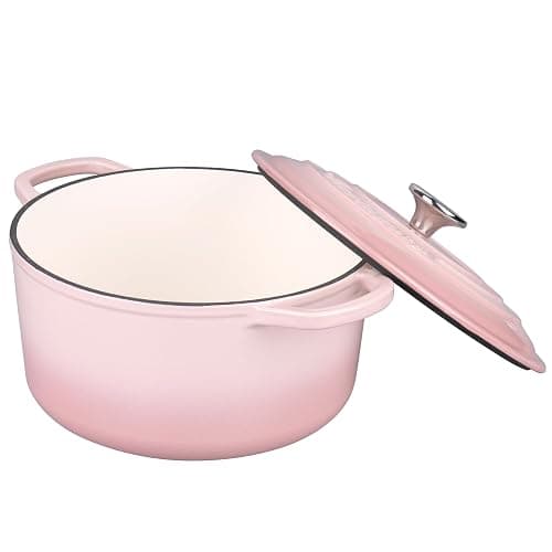 VORRINGARD Enameled Cast Iron Dutch Oven Pot with Lid, for Sourdough Bread Baking, Round Dutch Ovens, 4.5 Quart, Pink thumbnail 5