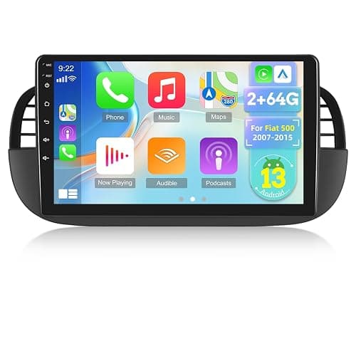 [2G+64G] Radio for Fiat 500 2007-2015, Android Fiat 500 Car Stereo with 9 inch Touch Screen, Wireless Carplay/Android Auto/1080P/Bluetooth/WiFi +AHD Backup Camera - Image 1