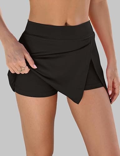 LOMON Mini Skirts for Women with Shorts Underneath Stretchy Bodycon Side Slit Sexy Y2K Club Date Night Going Out Outfits thumbnail 3