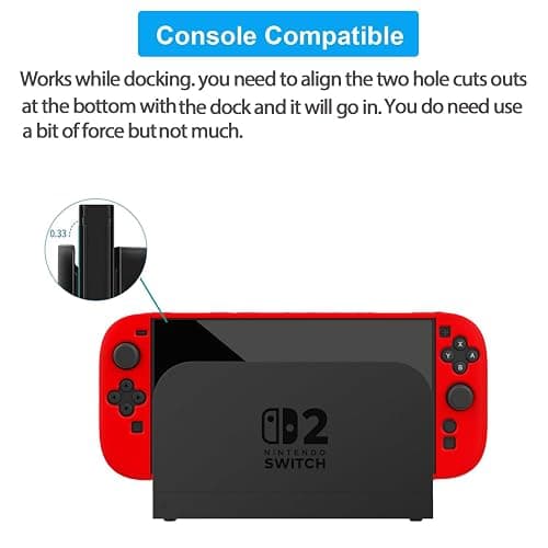 COMCOOL Dockable Case for Nintendo Switch 2 2025 - [Military Grade Drop Protection] Slim Shockproof with Anti-Fingerprint Switch 2 Protective Cover - Red thumbnail 3