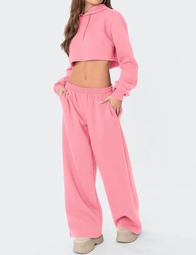 LOMON Wide Leg Sweatpants Women Fleece Sweat Pants Fall Spring Clothes 2026 Teen Girl Baggy Jogger Sweatpant with Pockets thumbnail 5