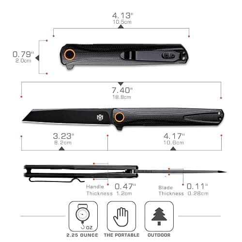 REMETTE EDC Pocket Knife Canyon, 3.2" D2 Steel Tanto Blade Flip Open,G10 Handle Small Folding Knife with Pocket Clip for Men Women, Sharp Camping Hiking Knives thumbnail 2