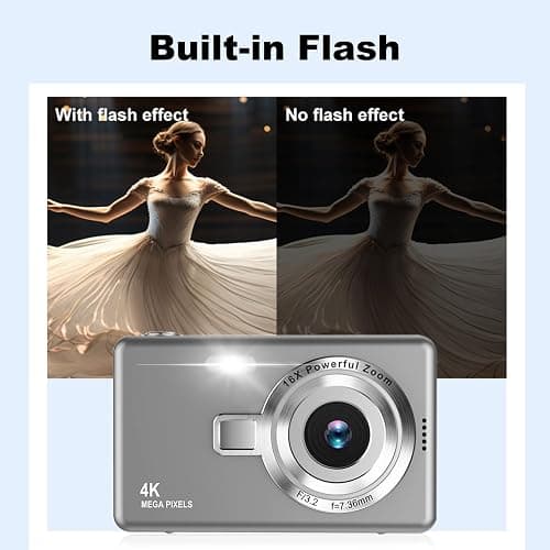 Appareil Photo numérique, autofocus UHD 4K 50 MP pour la Photographie avec Carte SD 32 Go, Zoom 16X, Anti-tremblement, Appareil Photo numérique Compact pour Enfants, Adolescents, Adultes, débutants thumbnail 6
