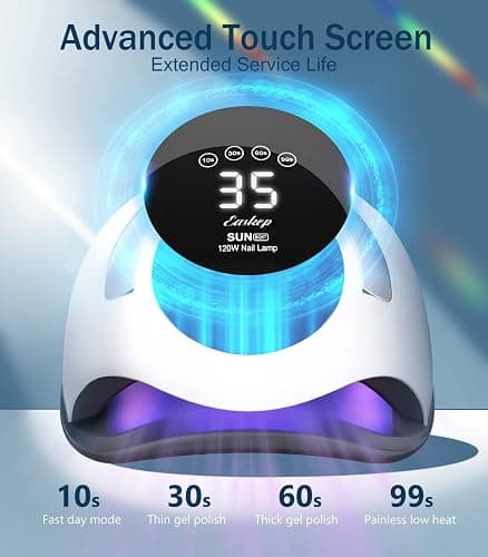 Easkep 120W UV Light for Nails - UV Nail Lamp Nail Dryer UV Lamp for Gel Nails UV LED Nail Lamp Curing Lamp Faster Professional for Home and Salon thumbnail 2
